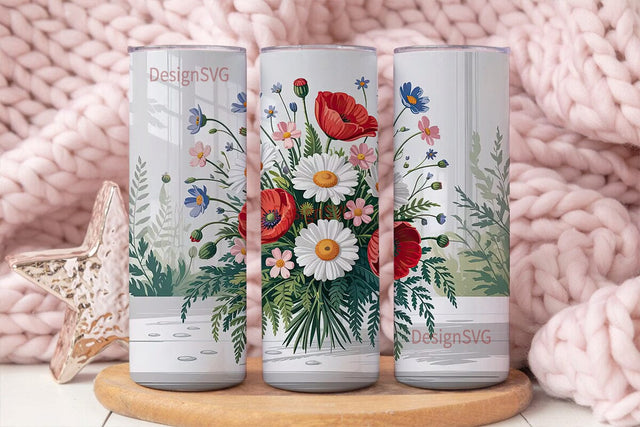 Vintage Floral Bouquet 20oz Tumbler Wrap Sublimation DesignSVG 