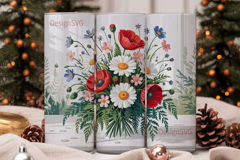 Vintage Floral Bouquet 20oz Tumbler Wrap Sublimation DesignSVG 