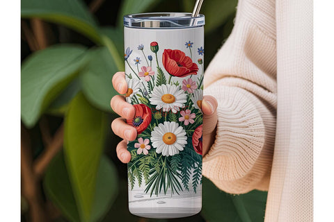 Vintage Floral Bouquet 20oz Tumbler Wrap Sublimation DesignSVG 