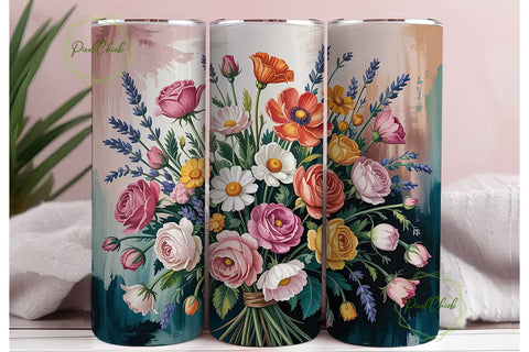 Vintage Floral Bouquet 20oz Tumbler Wrap Sublimation PixelChick 
