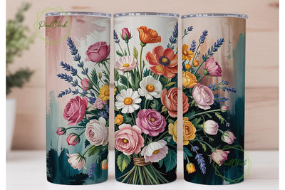 Vintage Floral Bouquet 20oz Tumbler Wrap Sublimation PixelChick 