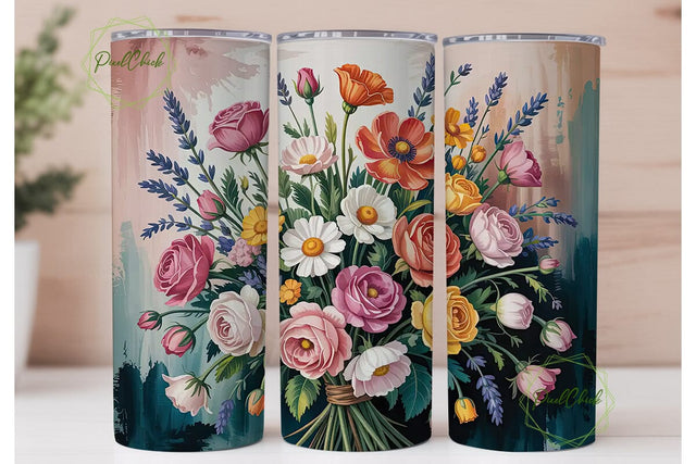 Vintage Floral Bouquet 20oz Tumbler Wrap Sublimation PixelChick 