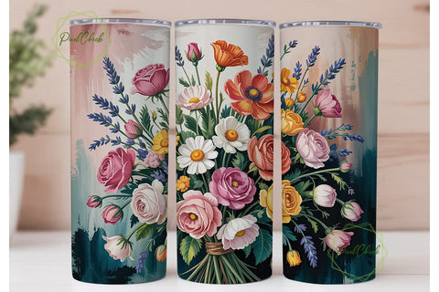 Vintage Floral Bouquet 20oz Tumbler Wrap Sublimation PixelChick 