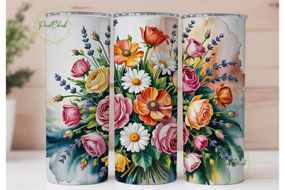 Vintage Floral Bouquet 20oz Tumbler Wrap Sublimation PixelChick 