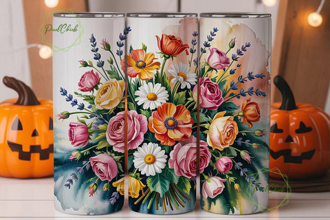 Vintage Floral Bouquet 20oz Tumbler Wrap Sublimation PixelChick 