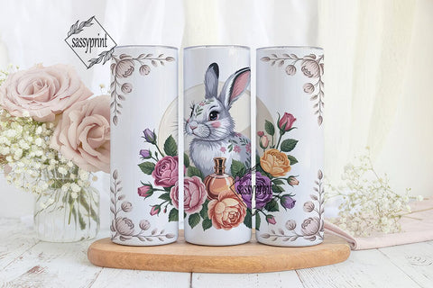 Vintage Floral Bunny 20oz Tumbler Wrap Sublimation sassyprint 