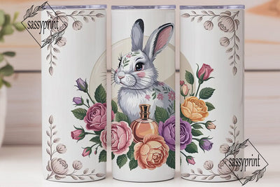 Vintage Floral Bunny 20oz Tumbler Wrap Sublimation sassyprint 