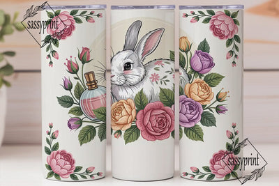 Vintage Floral Bunny 20oz Tumbler Wrap Sublimation sassyprint 