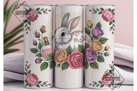 Vintage Floral Bunny 20oz Tumbler Wrap Sublimation sassyprint 