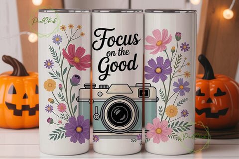 Vintage Floral Camera 20oz Tumbler Wrap Sublimation PixelChick 