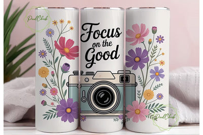 Vintage Floral Camera 20oz Tumbler Wrap Sublimation PixelChick 