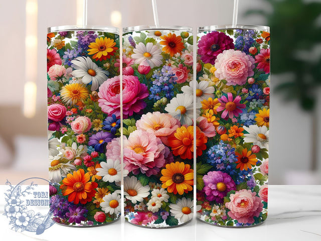 Vintage Floral Cottage Garden Tumbler, Vintage Floral Design, Cottage Garden Cup, French Country Style, Farmhouse Flower Art, Rustic Daisy Pattern, Romantic Garden Gift Sublimation ToriDesigns 