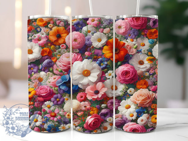 Vintage Floral Cottage Garden Tumbler, Vintage Floral Design, Cottage Garden Cup, French Country Style, Farmhouse Flower Art, Rustic Daisy Pattern, Romantic Garden Gift Sublimation ToriDesigns 