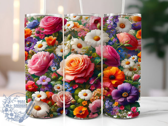 Vintage Floral Cottage Garden Tumbler, Vintage Floral Design, Cottage Garden Cup, French Country Style, Farmhouse Flower Art, Rustic Daisy Pattern, Romantic Garden Gift Sublimation ToriDesigns 