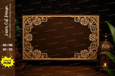 Vintage Floral Frame Laser Cut SVG Design SVG Regulrcrative 