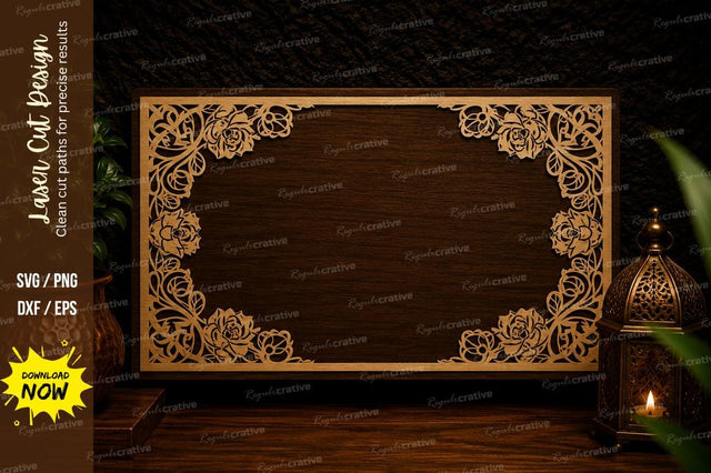 Vintage Floral Frame Laser Cut SVG Design SVG Regulrcrative 
