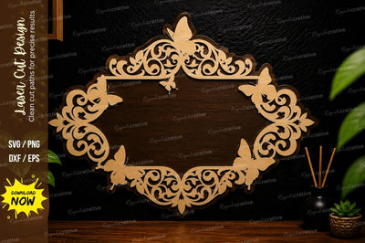 Vintage Floral Frame laser cut svg File SVG Regulrcrative 