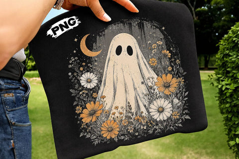 Vintage Floral Halloween Ghost PNG Design SVG DesignDestine 