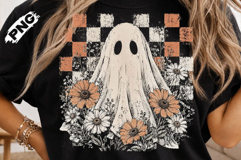 Vintage Floral Halloween Ghost PNG Design SVG DesignDestine 
