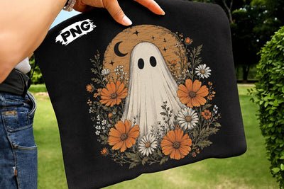 Vintage Floral Halloween Ghost PNG Design SVG DesignDestine 