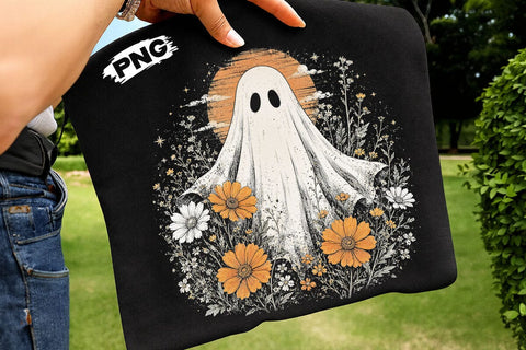 Vintage Floral Halloween Ghost PNG Design SVG DesignDestine 