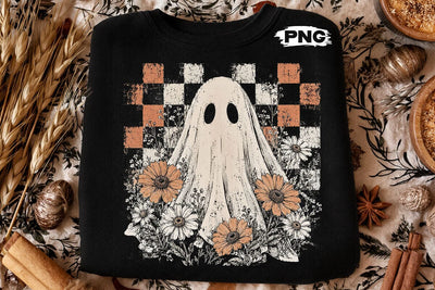 Vintage Floral Halloween Ghost PNG Design SVG DesignDestine 