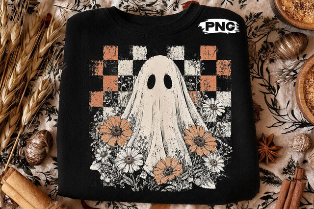 Vintage Floral Halloween Ghost PNG Design SVG DesignDestine 