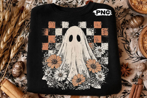 Vintage Floral Halloween Ghost PNG Design SVG DesignDestine 