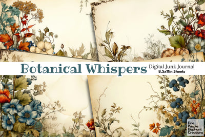 Vintage Floral | Junk Journal Pages Digital Pattern Fine Purple Elephant Creations 