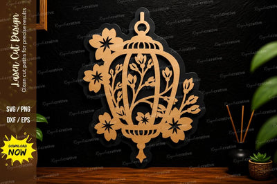 Vintage Floral Lantern Laser Cut Svg Design SVG Regulrcrative 