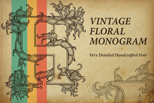Vintage Floral Monogram Font Mozzatype 