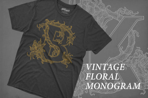 Vintage Floral Monogram Font Mozzatype 