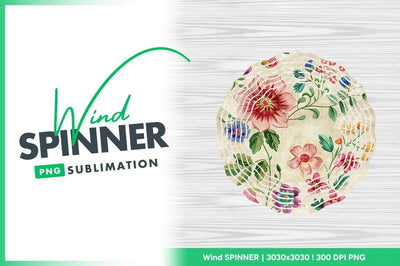 Vintage floral pattern with wind spinner elements Sublimation Regulrcrative 