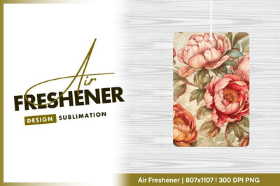 Vintage floral peony pattern air freshener png Sublimation Regulrcrative 