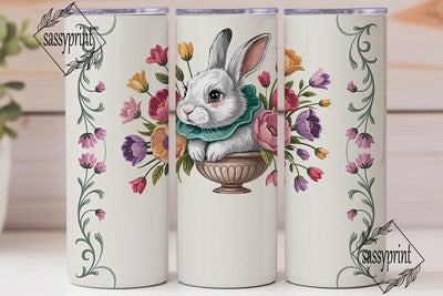 Vintage Floral Rabbit Tumbler Wrap Sublimation sassyprint 