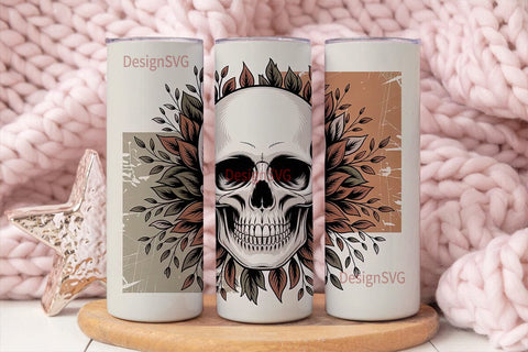 Vintage Floral Skull 20oz Tumbler Wrap Sublimation DesignSVG 