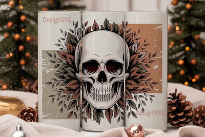Vintage Floral Skull 20oz Tumbler Wrap Sublimation DesignSVG 