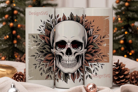 Vintage Floral Skull 20oz Tumbler Wrap Sublimation DesignSVG 