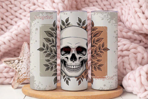 Vintage Floral Skull 20oz Tumbler Wrap Sublimation DesignSVG 