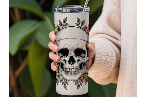 Vintage Floral Skull 20oz Tumbler Wrap Sublimation DesignSVG 