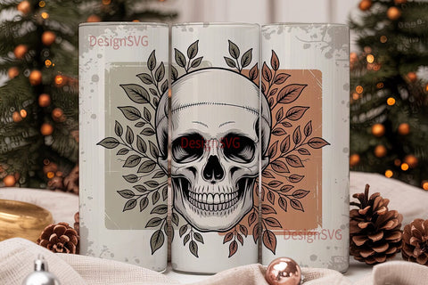Vintage Floral Skull 20oz Tumbler Wrap Sublimation DesignSVG 