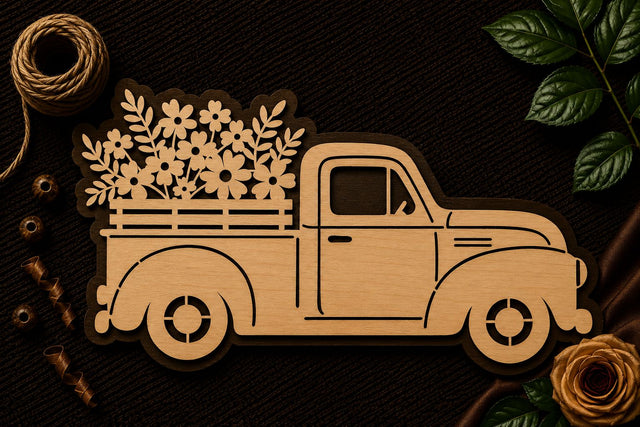 Vintage Flower Truck Farmhouse Laser Cut SVG File SVG Regulrcrative 