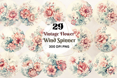 Vintage Flower Wind Spinner Sublimation Designs Bundle Sublimation Regulrcrative 