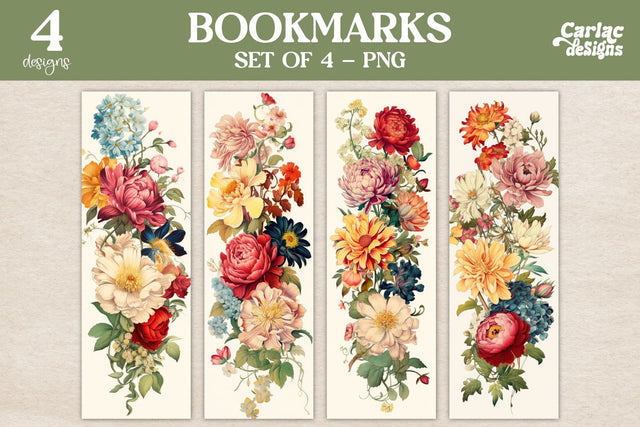 Vintage Flowers Bookmarks Sublimation Carla C Designs 