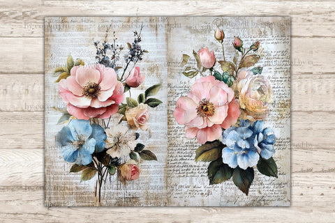 Vintage Flowers Junk Journal Pages | Botanical Collage Sheet SVG GlamArtZhanna 