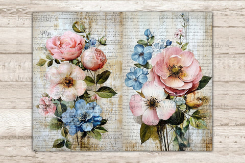 Vintage Flowers Junk Journal Pages | Botanical Collage Sheet SVG GlamArtZhanna 