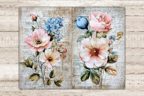 Vintage Flowers Junk Journal Pages | Botanical Collage Sheet SVG GlamArtZhanna 