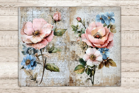 Vintage Flowers Junk Journal Pages | Botanical Collage Sheet SVG GlamArtZhanna 