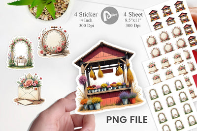 Vintage Flowers Sticker Sublimation artnoy 