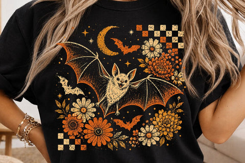 Vintage Flying Bat Halloween PNG SVG DesignDestine 